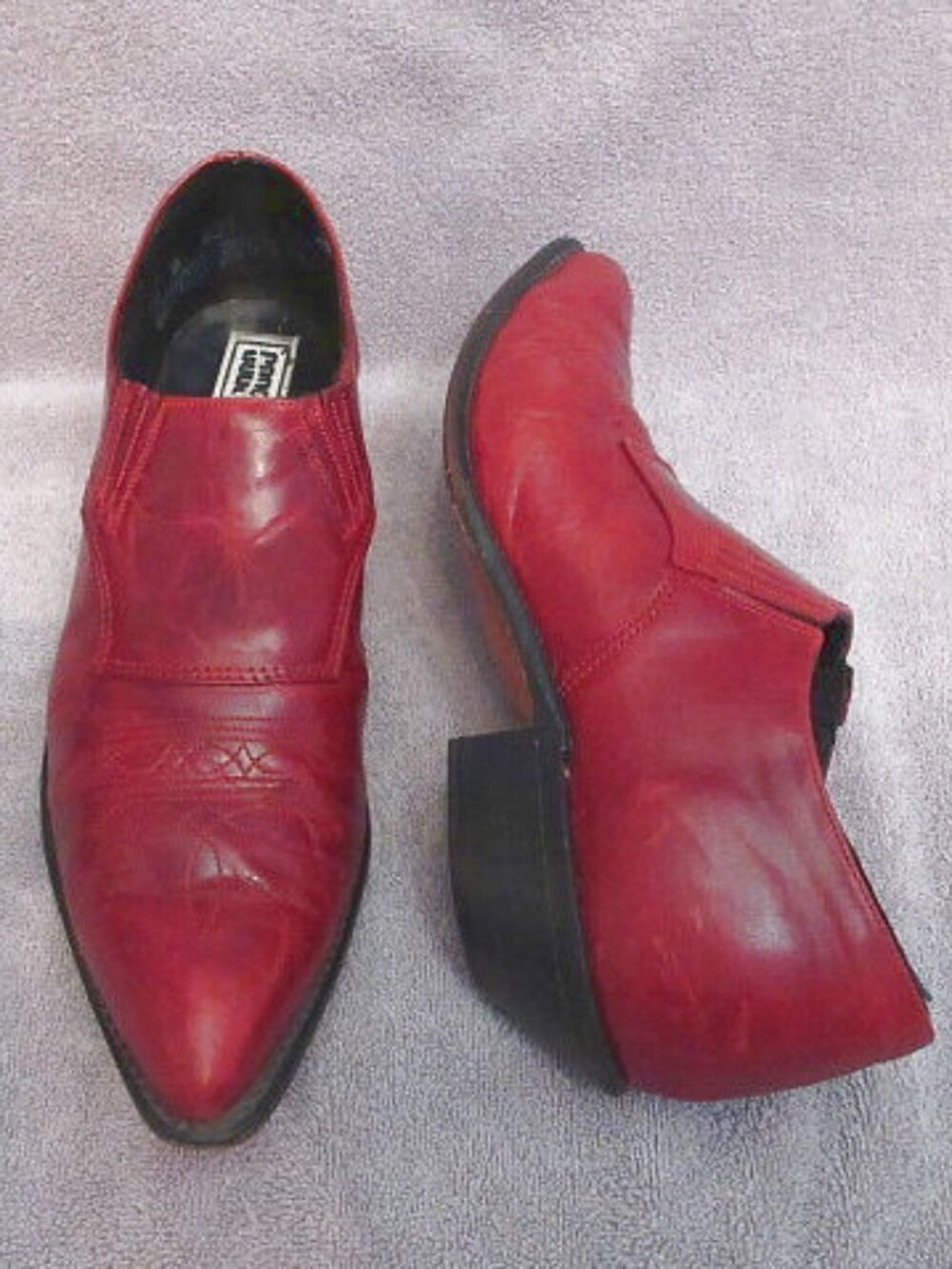 Vtg 80s Code West Red Leather Boots Womens 10 Western Coastal Cowgirl Rockabilly